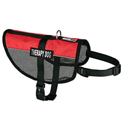 Dogline MaxAire Multi-Purpose Mesh Vest for Dogs and 2 Removable Therapy Dog Patches, Small, Red - color: Red, size: Girth 13 by 16"