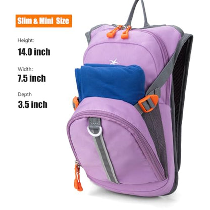 Kids Hydration Backpack, Water Hiking Backpack for Boys or Girls with 1.5L Reservoir Bladder - color: Purple