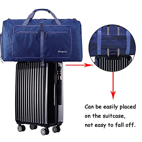 Woogwin Travel Duffel Bag Large Foldable Waterproof Overnight Bag for Beach Swim Bags Pool Sports Gym - color: 60L New Darkblue