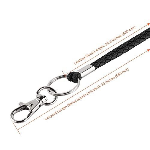 PLENTY Leather Lanyard, 2PCS Handmade 23inch Strong Office Necklace Lanyard with Clip and Keychain for Keys, ID Badge Holder, Camera, Cell Phone, iPod MP3 MP4, USB Flash Drive (Black+Brown)