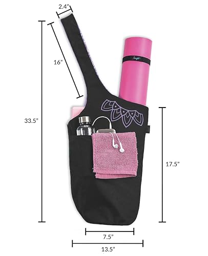 Yoga Mat Bag – Versatile Yoga Bag with Mat Straps & Storage Pockets, Holds Yoga & Pilates Mats, Lightweight & Durable - color: Lavender Bliss