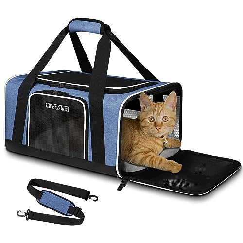 Petskd Pet Carrier 17x11x9.5 Alaska Airline Approved,Pet Travel Carrier Bag for Small Cats and Dogs, Soft Dog Carrier for 1-10 LBS Pets,Dog Cat Carrier with Safety Lock Zipper(Blue) - color: Blue, size: 17.0"L x 11.0"W x 9.5"H