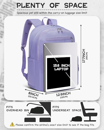 Backpack for Middle High School Teen Boys Girls Large College Bookbag with Laptop Compartment Back to School Book Bags Mochilas Escolares para Niños Niñas Adolescentes (Light Purple, Solid) - color: Light Purple