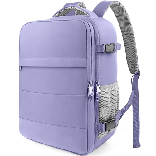 HOTOR Travel Backpack - Flight Approved Travel Bag for Men and Women, Carry on Luggage for 15.6" Laptop and Travel Essentials for Work, Business, Weekender, College 11.8"x7.9"x17.3" (Purple) - color: Purple, size: Medium