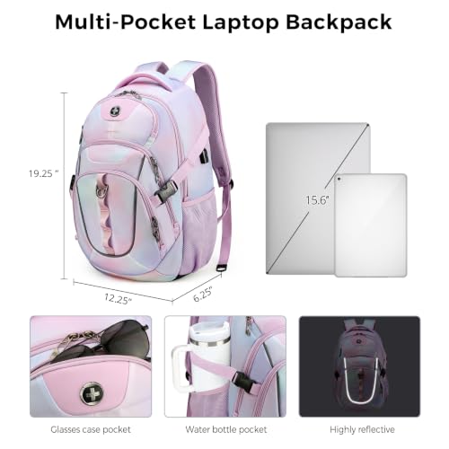 Swissdigital Design Backpack for Men with USB Charging Port SD803-104 - color: Pink Purple