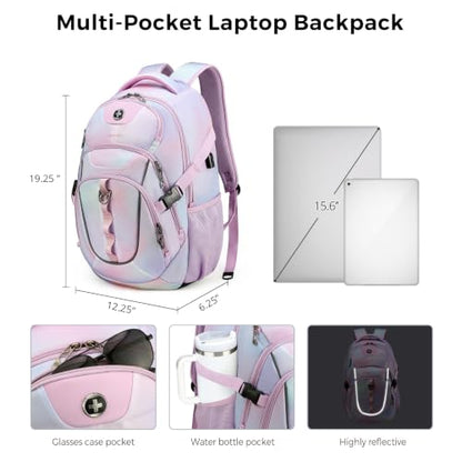 Swissdigital Design Backpack for Men with USB Charging Port SD803-104 - color: Pink Purple