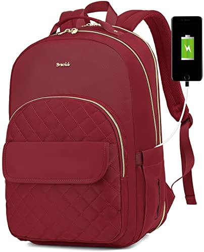 Medium Backpack Purse for Women Teacher Bag School Bookbags for Girls Middle School Laptop Backpack Work Backpack for Personal Essentials - color: Wine, size: 15.6 inch
