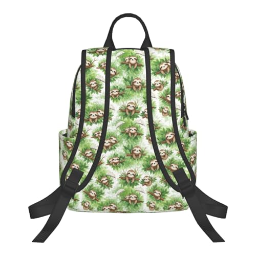 Anti Scratch Polyester Backpack Cute Sloth Leaf, Smooth Surface Multipurpose Travel Pack for All Weather Daily Use Unisex - color: Picture (1424)