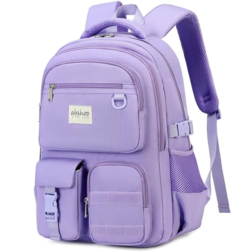 abshoo Large Heavy Duty Backpack For School College Bookbag Casual Multi Pocket Travel Backpacks - color: Purple