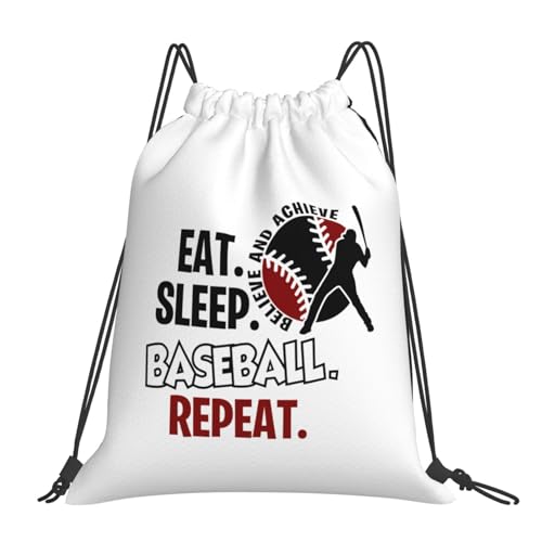 Eat Sleep Baseball Repeat Unisex Drawstring Backpack Bag Sport Gym Travel Swim Sackpack - color: Eat Sleep Baseball Repeat2