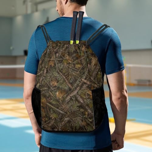 Camo Drawstring Backpack Gym Bag With Shoe Compartment String Bag Sport Beach Swimming Sackpack For Women Men - color: Camo