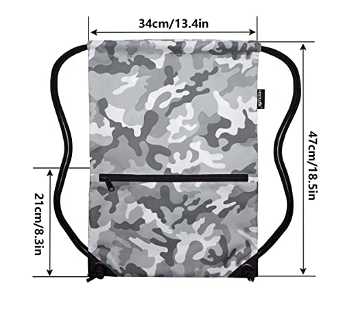 HOLYLUCK Drawstring Backpack Bag Sport Gym Sackpack - color: Grey Camo