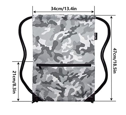 HOLYLUCK Drawstring Backpack Bag Sport Gym Sackpack - color: Grey Camo