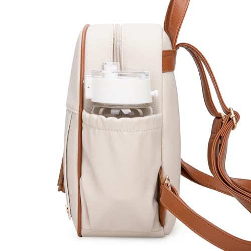 Montana West Mini Cute Backpack for Girls Anti Theft Backpack with Secured Zipper and Tassel - color: Mini Beige & Brown