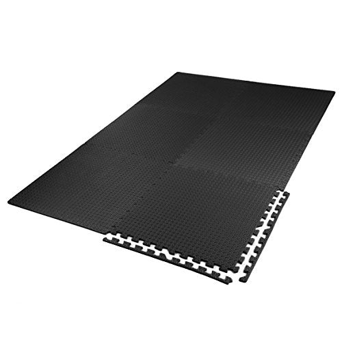 Xspec 3/8" Thick 100 sq. ft. (25 pcs) Gym EVA Foam Floor Mats (24" x 24") | Steel Pattern, Black - style: Steel Pattern-Black