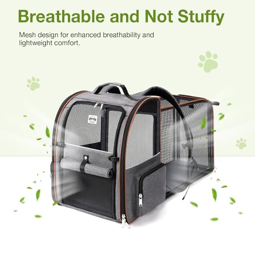 Extra Large Cat Backpack Carrier Expandable Pet Carrier Backpack for Small/Medium Dogs and Medium/Large Cats, Grey - color: Grey