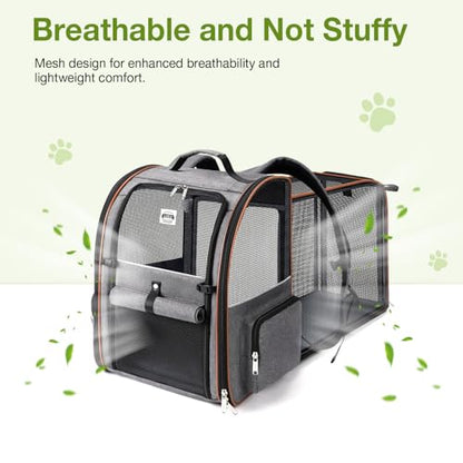 Extra Large Cat Backpack Carrier Expandable Pet Carrier Backpack for Small/Medium Dogs and Medium/Large Cats, Grey - color: Grey