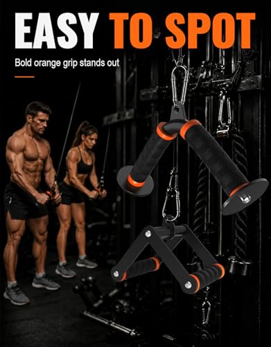 Fitarc Tricep V Bar Cable Attachment for Gym & Home Workouts, Tricep Pull Down Attachment with Non-Slip Grips, Orange