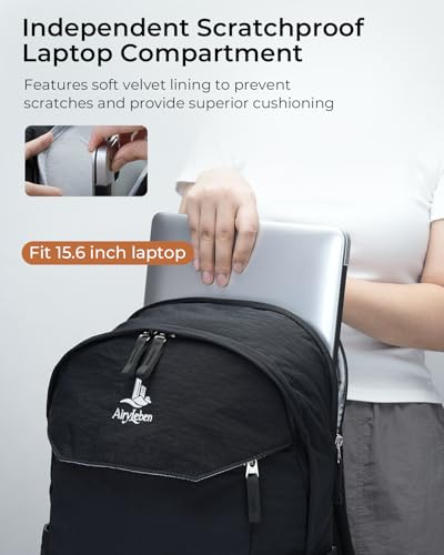 Travel Backpack for Women & Men, Water Resistant 15.6 Inch Laptop Backpack, Lightweight School Bag, Casual Daypack for Commute, College, Travel & Daily Use (Black) - color: Black