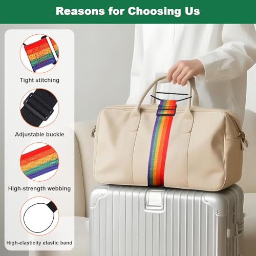 Luggage Connector Straps 2Pcs,2026 New Multi Use Strong Adjustable Bag Luggage Straps,Add a Bag Easy to Travel Suitcase Elastic Strap Belt Luggage Accessories(Iridescent) - color: Iridescent