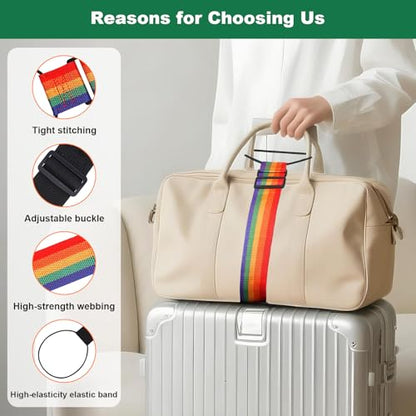 Luggage Connector Straps 2Pcs,2026 New Multi Use Strong Adjustable Bag Luggage Straps,Add a Bag Easy to Travel Suitcase Elastic Strap Belt Luggage Accessories(Iridescent) - color: Iridescent