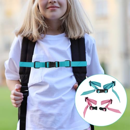 2 Pack Backpack Chest Strap Adjustable Replacement Chest Strap for Backpack with Quick Release Buckle - color: 1 Each of Cyan and Soft Pink
