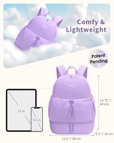 Ceneda Gym Backpack for Women, Cute Gym Bag with Shoe Compartment, Wet Pocket & Tumbler Strap, Puffer Dance Cheer Backpack - color: Purple, style: Puffer