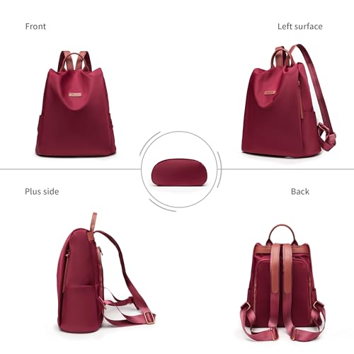 Women's Backpack Purse Nylon Anti-theft Casual Water Resistant Lightweight Small Shoulder Bags 2026 for Travle Cute Fashion Camping Bag for Work Daily Going Out Dackpack Ladies Burgundy - color: Burgundy