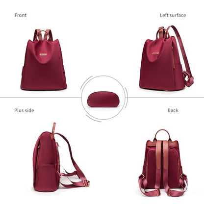 Women's Backpack Purse Nylon Anti-theft Casual Water Resistant Lightweight Small Shoulder Bags 2026 for Travle Cute Fashion Camping Bag for Work Daily Going Out Dackpack Ladies Burgundy - color: Burgundy