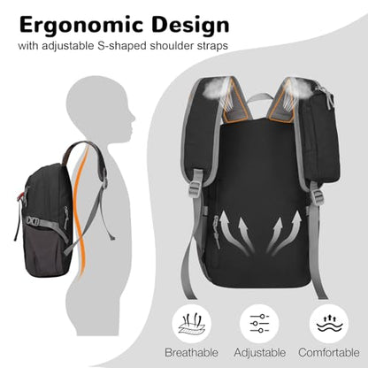 12L Hiking Backpack with Padded Straps for Kids, Waterproof Small Hiking Backpack with Chest Strap for Men, Mini Lightweight Kid Travel Backpacks Day Pack with Phone Pocket, Black - color: Gray