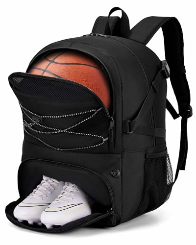 Hsmihair Basketball Backpack Large Sports Bag for Men&Youth,Gym Bag with Separate Ball & Shoes Compartment,Travel Bag for Basketball,Soccer,Volleyball - color: Black New