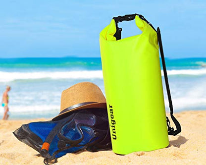 Unigear Dry Bag Waterproof, 2L/5L/10L/20L/30L/40L Floating and Lightweight Bags for Kayaking, Boating, Fishing, Swimming and Camping with Waterproof Phone Case - color: Yellow, size: 2L