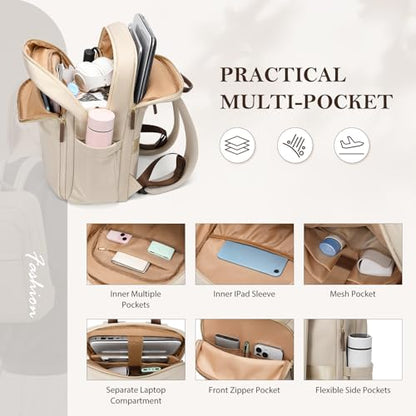 Travel Backpack for Women Personal Carry On Bag Business Weekender Hiking Multilayer Laptop Bag,16 Inch,Apricot - color: Upgrade-apricot, size: 16 Inch