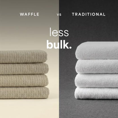S&T INC. Aura Microfiber Waffle Bath Towels, 4 Pack, Quick-Dry, Ultra Absorbent, Lightweight Towels for Bathroom, 30 inches x 60 inches, 420GSM, Beige - color: Beige