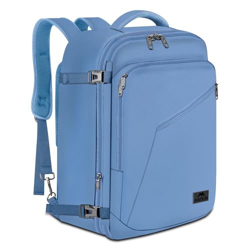 MATEIN Cute Backpack for Women, Nurses Teacher, Expandable Water Resistant Carry on Backpacks for Business Trip, 45L Rucksack for Traveler Outdoor Sports, Gift for Traveling - color: Light Blue, size: X-Large