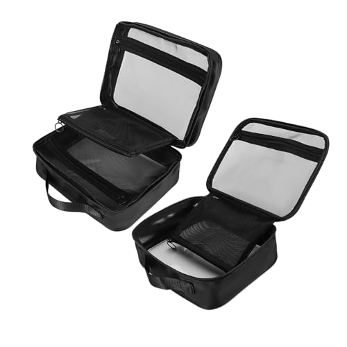TSA Approved Toiletry Bag, Clear Makeup Bags with Multi Layer Mesh Pockets, Portable Large Capacity PVC Cosmetic Bags with Zipper for Travel Essentials - size: L+M