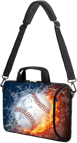 AMARY 17" Laptop Shoulder Bag Carrying Case Adjustable shoulder straps, comfortable handle, front pocket for storing mouse (Baseball) - color: Baseball