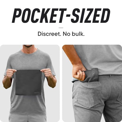 DRYKI Sweat Absorbing Handkerchiefs - The Original Pocket-Sized Sweat Towels - Quick-Dry Microfiber Sweat Rags for Face, Hands, & Body - Men & Women - Gym, Sports, and Work (Dark Grey: 5 Pack)