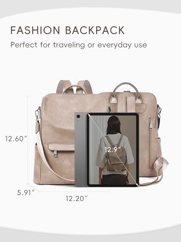 CLUCI Womens Backpack Purse PU Leather Anti-theft Fashion Designer Travel Bag Ladies Shoulder Bags | Purse - color: Top Zip-2 Apricot