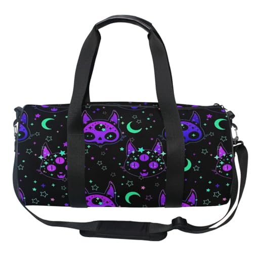 MNSRUU Duffel Bags Cat Skulls Sports Gym Bag Travel Luggage Overnight Bags for Men Women Duffel Bags for Traveling - color: Goth 17