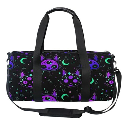 MNSRUU Duffel Bags Cat Skulls Sports Gym Bag Travel Luggage Overnight Bags for Men Women Duffel Bags for Traveling - color: Goth 17