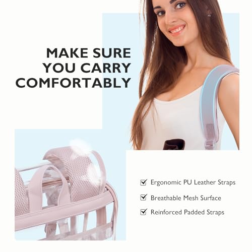 mommore Clear Backpack Heavy Duty Thick PVC Clear Bookbag for School with Pencil Bag Transparent Backpack See-Through Bag - color: Pink, style: Clear Backpack Set