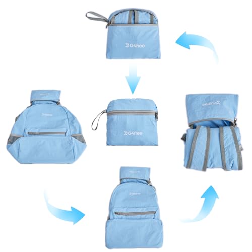 G4Free 20L Lightweight Packable Backpack Travel Hiking Daypack Foldable Backpack for Men Women(Light Blue) - color: Light Blue