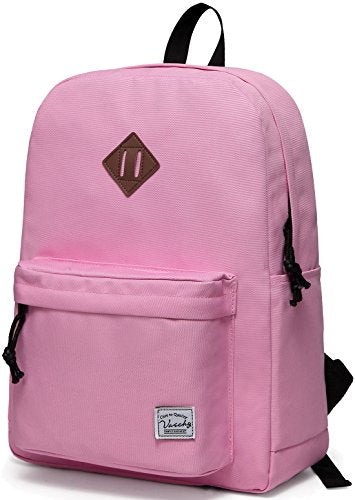 VASCHY School Backpack, Lightweight Water Repellent Backpack Men School Bag Women Children Boy Leisure for Girl School High School Teenagers College Business Travel, Pink, M, Backpacks Handbags - color: Pink