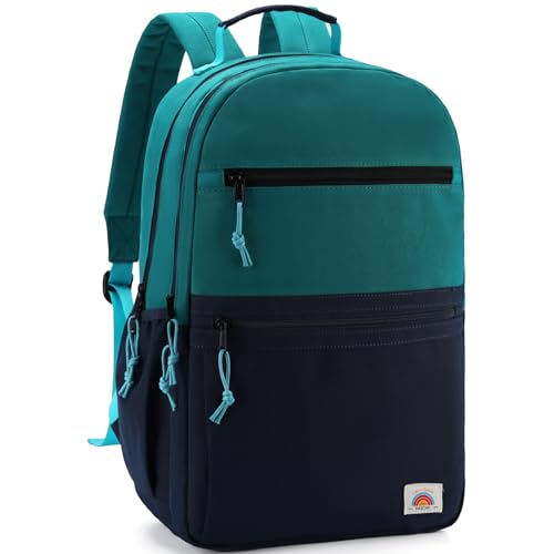 VASCHY School Backpack, Lightweight Classic Cute Aesthetic Bookbag Daypack for Teen Boys Traveling/Gym/Middle School Navy Green - color: Navy Green-l, size: Large-17in