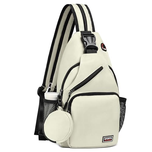 Convertible Sling Bag with Coin Pocket, 11" Tablet Crossbody Mini Backpack with Headphone Jack Casual Pack for Women Men Travel, White - color: White, size: Large