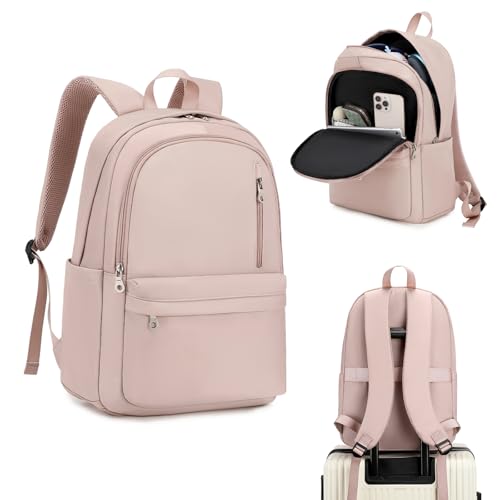 BAGOK Lightweight Nylon Backpack for Women & Men – Foldable, Large Capacity, Ideal for School, Travel & Work - color: Pink