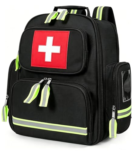 Gatycallaty First Aid Backpack Emergency Medical Backpacks Empty Waterproof Survival Bags Trauma Bag for Nurses Home Car (Black) - color: Black