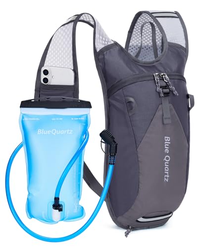 Blue Quartz Hydration Backpack with 2L Water Bladder, Hiking Water Pack with Insulated Compartment for Women Men, Lightweight Running Hydration Vest with Phone Pocket for Cycling, Biking