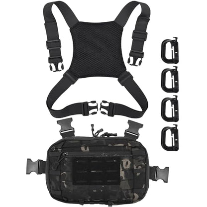 Tactical EDC Chest Bag Utility Molle Chest Rig Pouch with CCW Compartment Adjustable Strap Outdoor Chest Pack - color: Camo Black